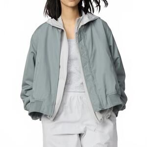Uniqlo Water-Repellent Oversized Zip Up Bomber Jacket Green NWT Medium